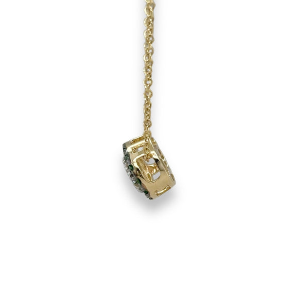 14K Y Gold 0.22cttw G/SI1 Diamond and 0.31cttw Oval Zircon Pendant - Walter Bauman Jewelers