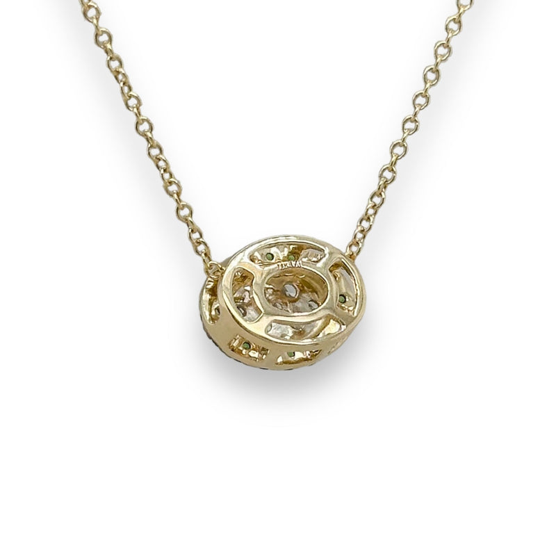 14K Y Gold 0.22cttw G/SI1 Diamond and 0.31cttw Oval Zircon Pendant - Walter Bauman Jewelers