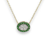 14K Y Gold 0.22cttw G/SI1 Diamond and 0.31cttw Oval Zircon Pendant - Walter Bauman Jewelers