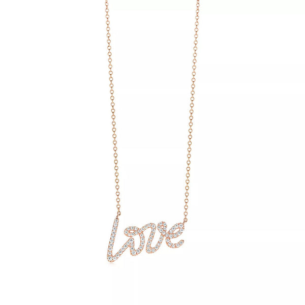 14K Y Gold 0.22ctw Cursive 'LOVE' Diamond Pendant - Walter Bauman Jewelers