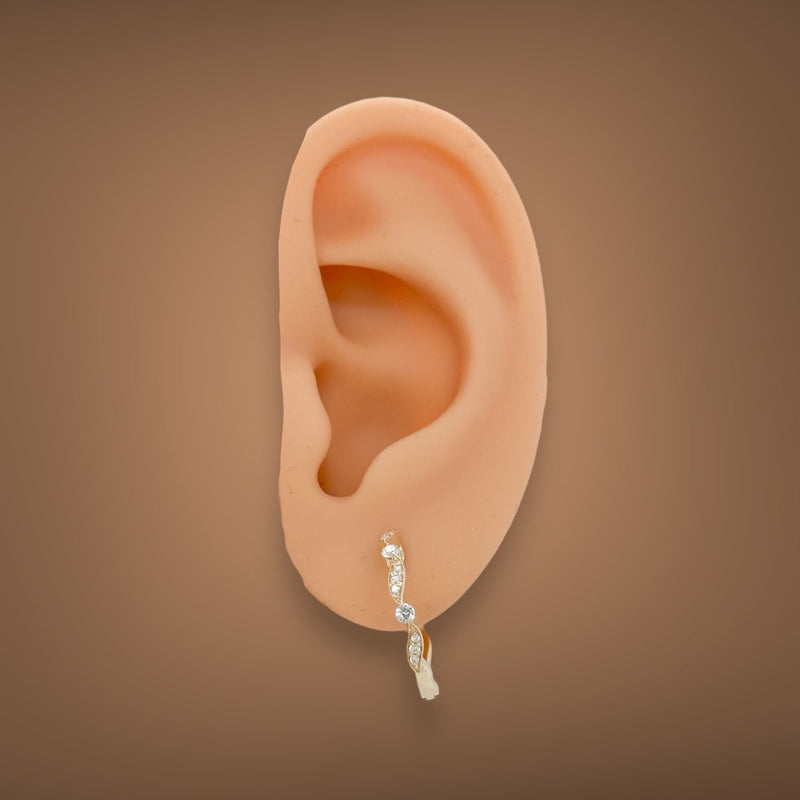 14K Y Gold 0.23ctw Diamond Scroll Design Hoop Earrings - Walter Bauman Jewelers