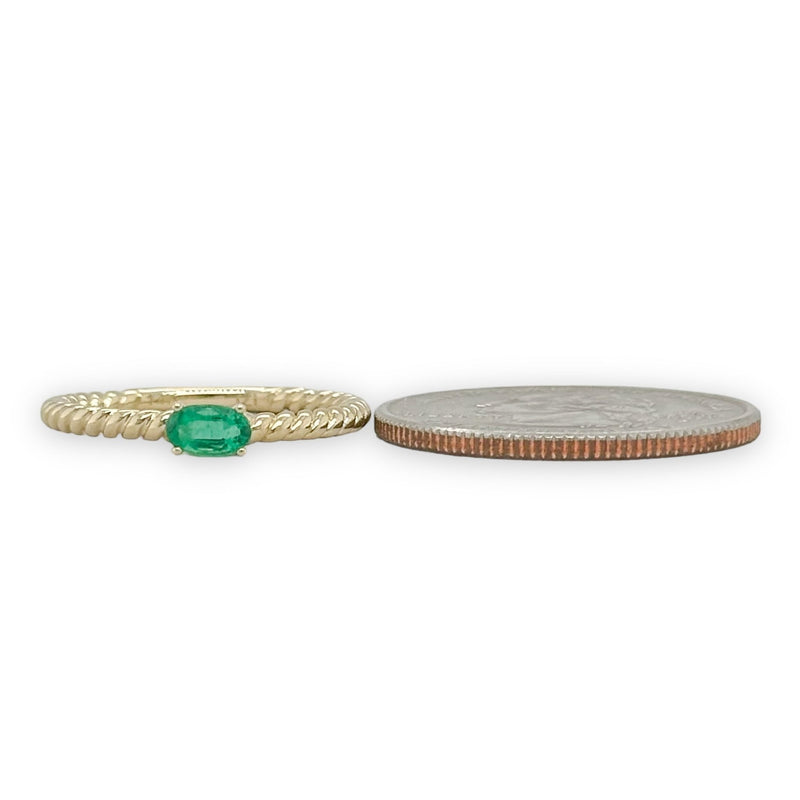14K Y Gold 0.25ct Emerald Rope Design Ring - Walter Bauman Jewelers
