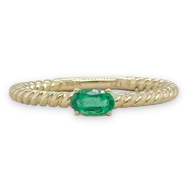 14K Y Gold 0.25ct Emerald Rope Design Ring - Walter Bauman Jewelers