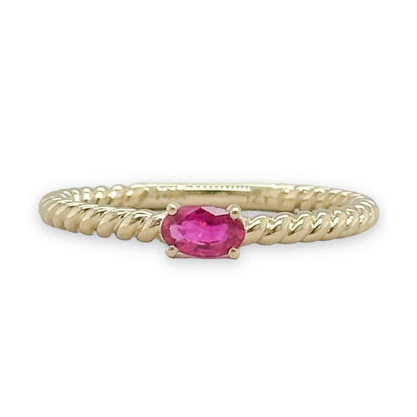 14K Y Gold 0.25ct Ruby Rope Design Ring - Walter Bauman Jewelers