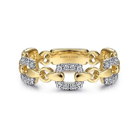 14K Y Gold 0.25cttw Chain Link Ring - Walter Bauman Jewelers