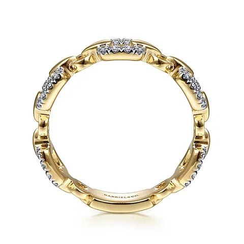 14K Y Gold 0.25cttw Chain Link Ring - Walter Bauman Jewelers