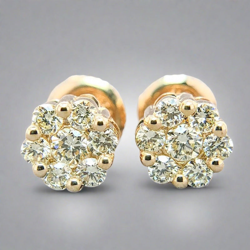14K Y Gold 0.25cttw Diamond Cluster Earrings - Walter Bauman Jewelers