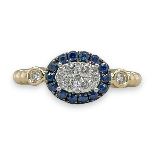 14K Y Gold 0.25cttw Sapphire and 0.30cttw G/SI1 Diamond Ring - Walter Bauman Jewelers