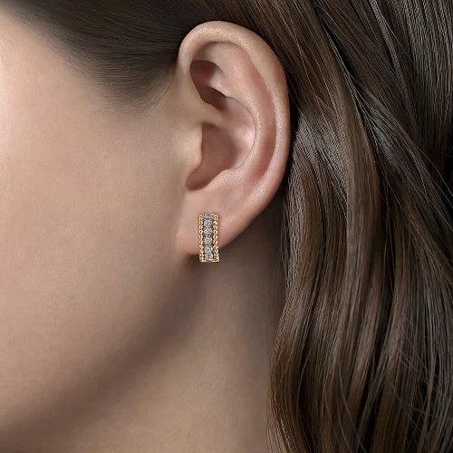 14K Y Gold 0.25ctw Huggie Pave Diamond Earrings - Walter Bauman Jewelers