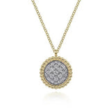 14K Y Gold 0.25ctw Round Diamond Pave Pendant with Bead Frame - Walter Bauman Jewelers