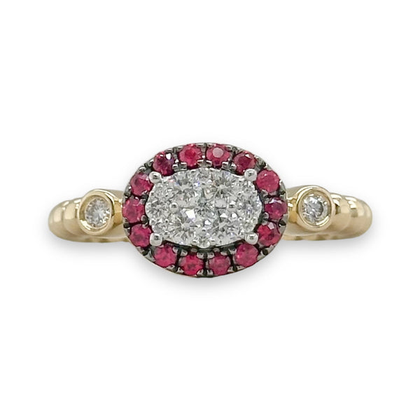 14K Y Gold 0.25ctw Ruby and 0.30cttw G/SI1 Diamond Ring - Walter Bauman Jewelers