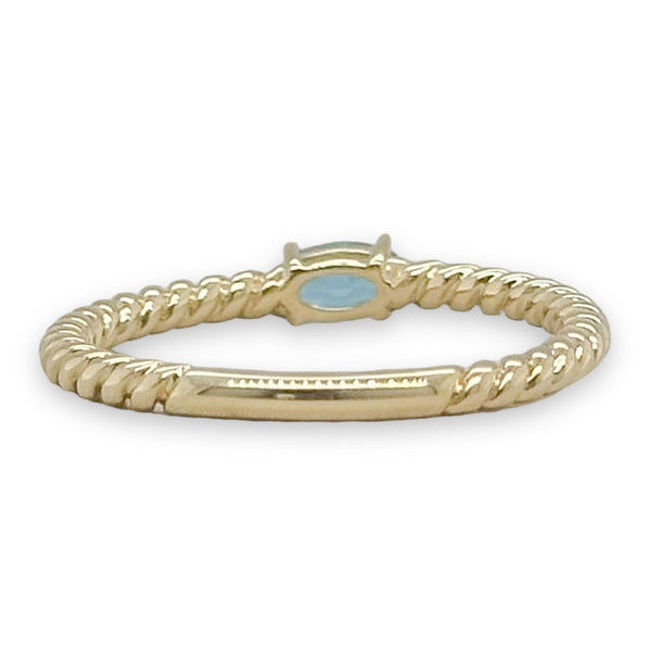 14K Y Gold 0.30ct Blue Topaz Rope Design Ring - Walter Bauman Jewelers