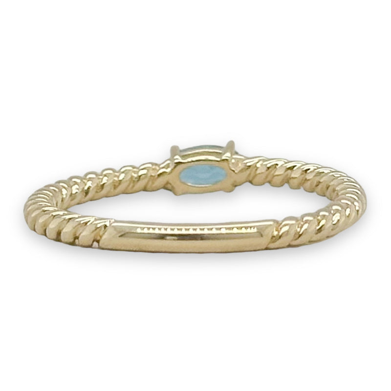 14K Y Gold 0.30ct Blue Topaz Rope Design Ring - Walter Bauman Jewelers