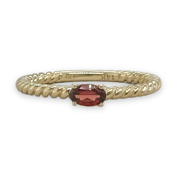 14K Y Gold 0.30ct Garnet Rope Design Ring - Walter Bauman Jewelers