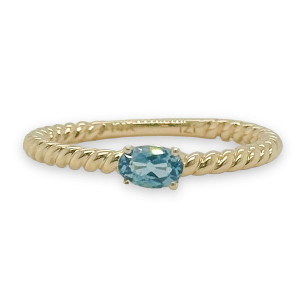 14K Y Gold 0.30ct London Blue Topaz Rope Design Ring - Walter Bauman Jewelers