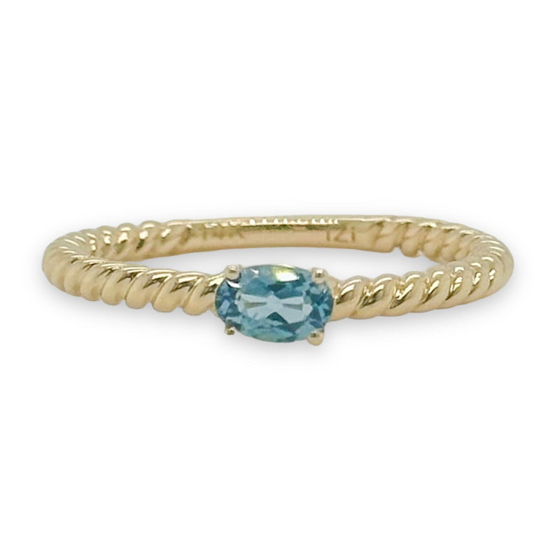 14K Y Gold 0.30ct London Blue Topaz Rope Design Ring - Walter Bauman Jewelers