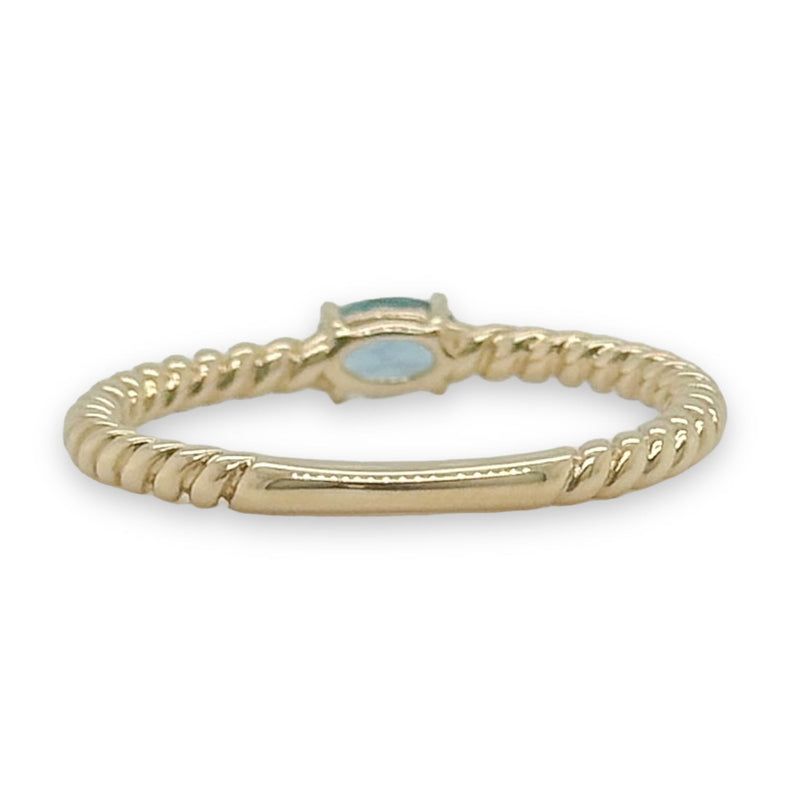 14K Y Gold 0.30ct London Blue Topaz Rope Design Ring - Walter Bauman Jewelers