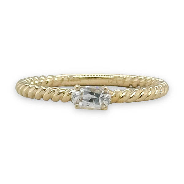 14K Y Gold 0.30ct White Sapphire Rope Design Ring - Walter Bauman Jewelers