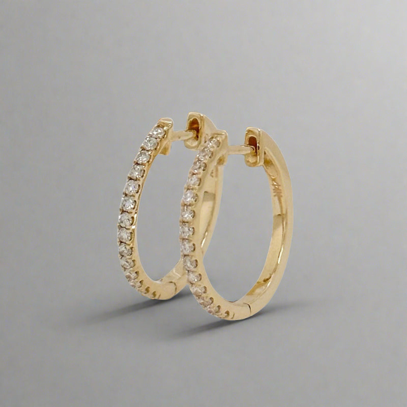 14K Y Gold 0.30ctw Diamond Hoop Earrings - Walter Bauman Jewelers