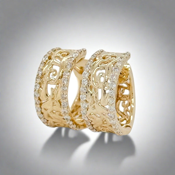 14K Y Gold 0.30ctw Diamond Huggie Earrings - Walter Bauman Jewelers