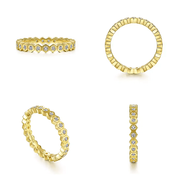 14K Y Gold 0.30ctw Hexagon Design Diamond Eternity Band - Walter Bauman Jewelers
