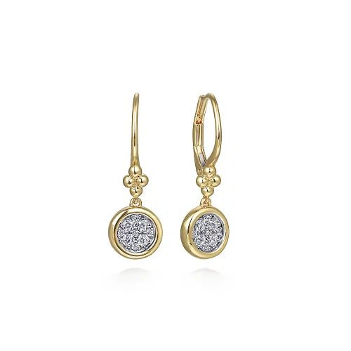 14K Y Gold 0.30ctw Lever back Cluster Diamond Earrings - Walter Bauman Jewelers