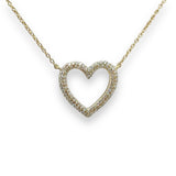 14K Y Gold 0.30ctw Open Pave Diamond Heart Pendant - Walter Bauman Jewelers