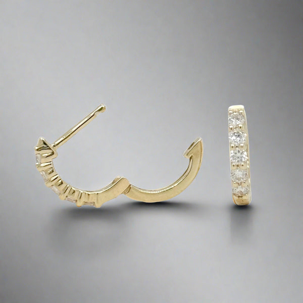14K Y Gold 0.30ctw Small Diamond Hoop Earrings - Walter Bauman Jewelers