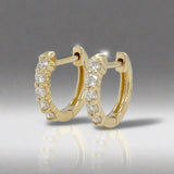 14K Y Gold 0.30ctw Small Diamond Hoop Earrings - Walter Bauman Jewelers