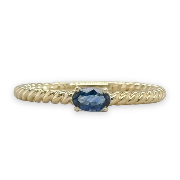 14K Y Gold 0.31ct Sapphire Rope Design Ring - Walter Bauman Jewelers