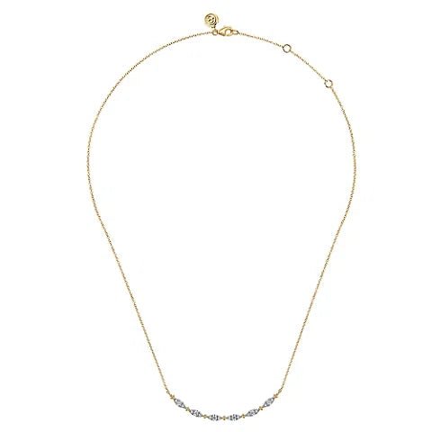 14K Y Gold 0.32ctw 17.5" Curved Bar Diamond Necklace - Walter Bauman Jewelers