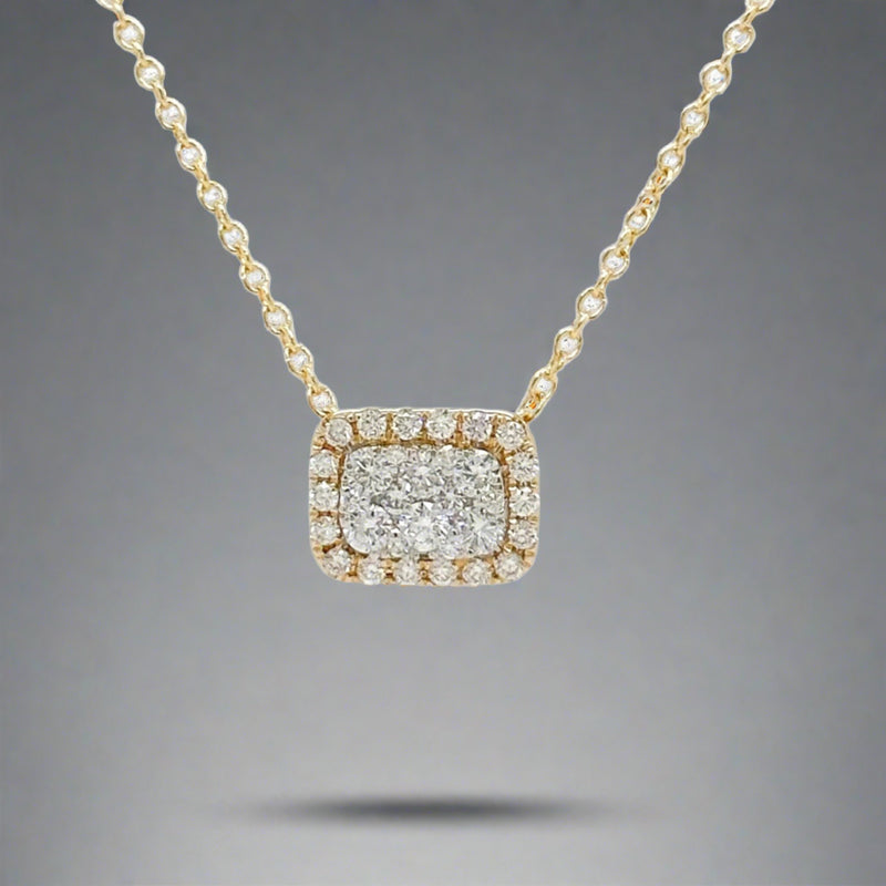14K Y Gold 0.35ctw Rectangle Diamond Cluster Pendant - Walter Bauman Jewelers