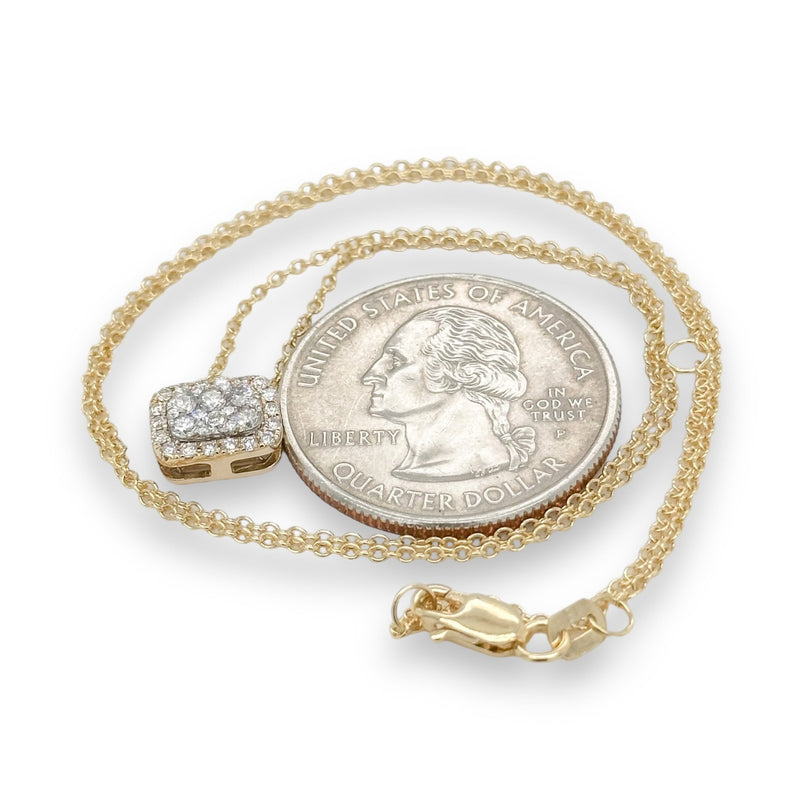 14K Y Gold 0.35ctw Rectangle Diamond Cluster Pendant - Walter Bauman Jewelers