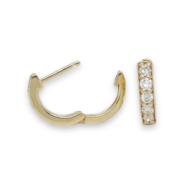 14K Y Gold 0.35ctw Small Diamond Hoop Earrings - Walter Bauman Jewelers