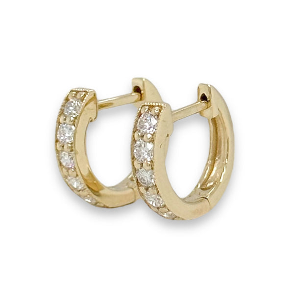 14K Y Gold 0.35ctw Small Diamond Hoop Earrings - Walter Bauman Jewelers
