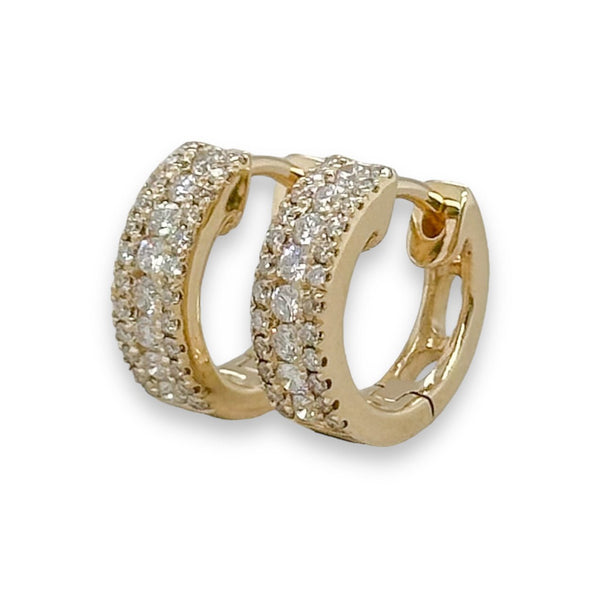 14K Y Gold 0.35ctw Three Row Diamond Hoop Earrings - Walter Bauman Jewelers