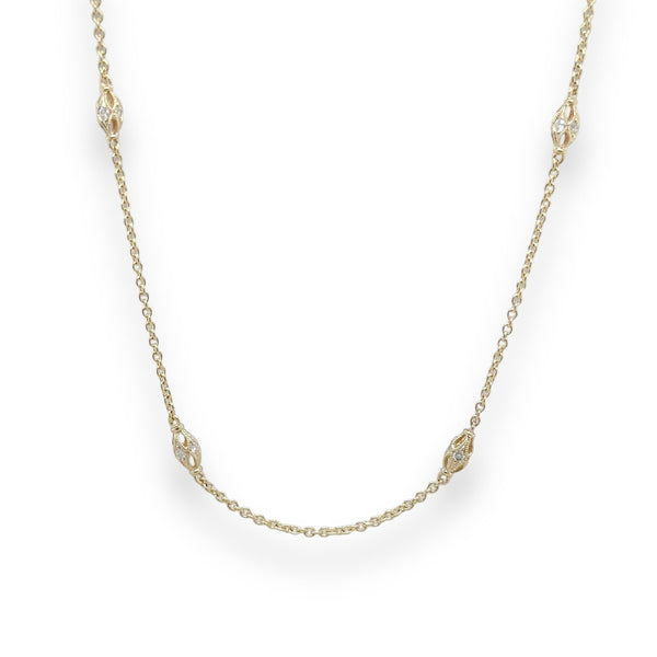14K Y Gold 0.38ctw H/SI2 Diamond Station Necklace - Walter Bauman Jewelers