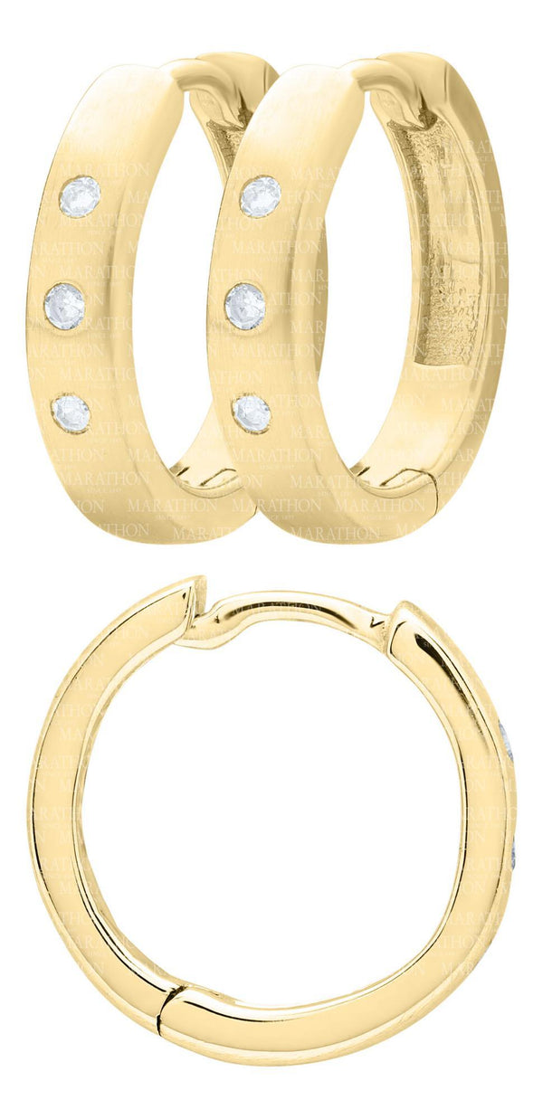 14K Y Gold .03tcw Diamond Huggie Earrings - Walter Bauman Jewelers