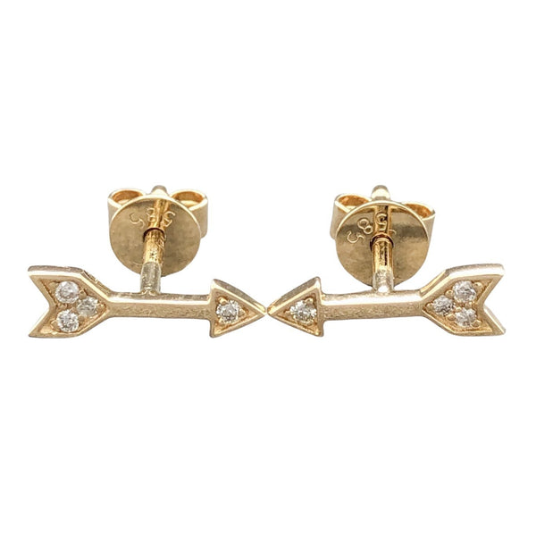 14K Y Gold .04cttw Diamond Arrow Earrings - Walter Bauman Jewelers