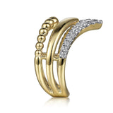 14K Y Gold 0.50cttw 3 Layers V Shape Chevron Diamond Ring - Walter Bauman Jewelers