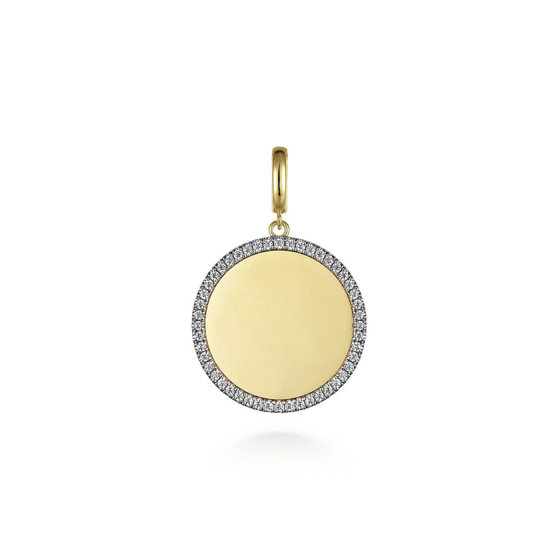 14K Y Gold 0.50cttw Diamond Frame Round Medallion Pendant - Walter Bauman Jewelers