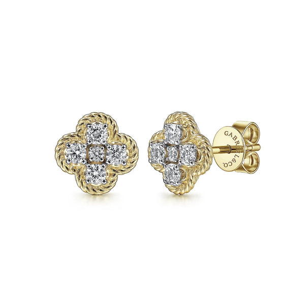 14K Y Gold 0.50cttw Twisted Rope Diamond Stud Earrings - Walter Bauman Jewelers