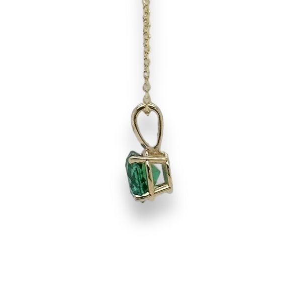 14K Y Gold 0.69ct 6mm Lab-Created Emerald Pendant - Walter Bauman Jewelers