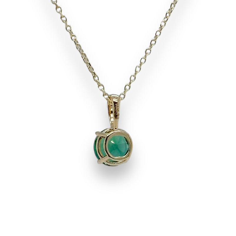 14K Y Gold 0.69ct 6mm Lab-Created Emerald Pendant - Walter Bauman Jewelers