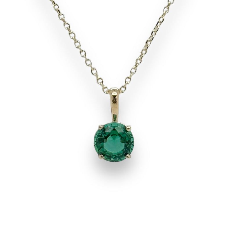 14K Y Gold 0.69ct 6mm Lab-Created Emerald Pendant - Walter Bauman Jewelers