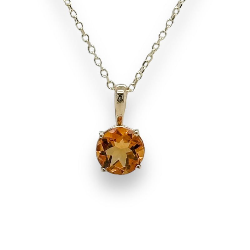 14K Y Gold 0.70ct 6mm Round Citrine Pendant - Walter Bauman Jewelers