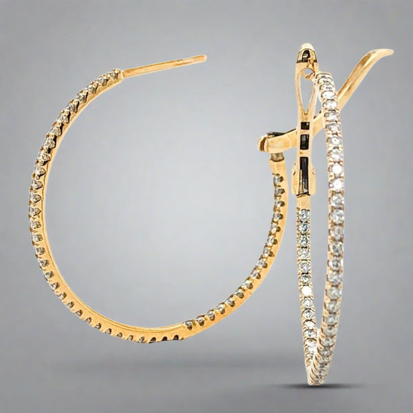 14K Y Gold 0.72cttw Diamond Hoop Earrings - Walter Bauman Jewelers