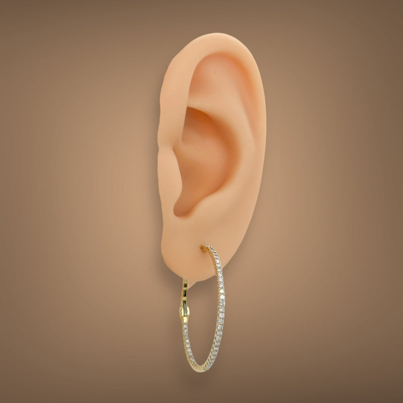 14K Y Gold 0.72ctw G-H/SI2-I1 Diamond Hoop Earrings - Walter Bauman Jewelers
