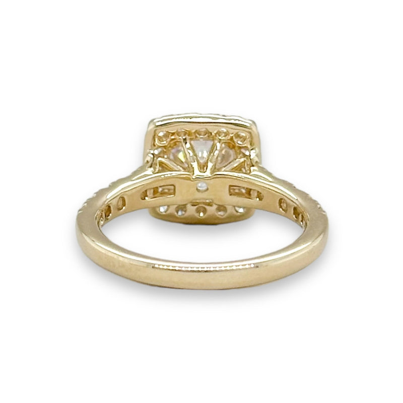 14K Y Gold 0.80ctw Cushion Halo Round Diamond Engagement Ring - Walter Bauman Jewelers