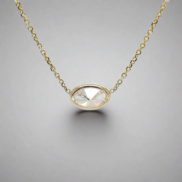 14K Y Gold 1.00ctw Oval Lab Grown Diamond Pendant - Walter Bauman Jewelers
